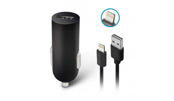Forever M02 car charger 1x USB 2A black + Lightning cable