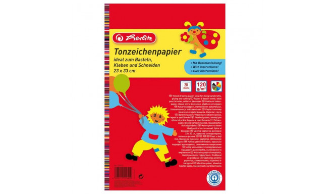 Herlitz Krāsains papīrs, 23 x 33 cm, 20 loksnes, 10 krāsas