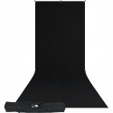 X Drop Wrinkle Resistant Backdrop Kit   Rich Black Sweep (5' x 12')