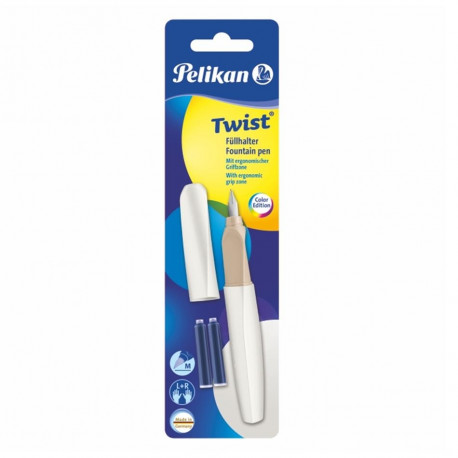 Pildspalva Pelikan Twist balta pērle - zila tinte