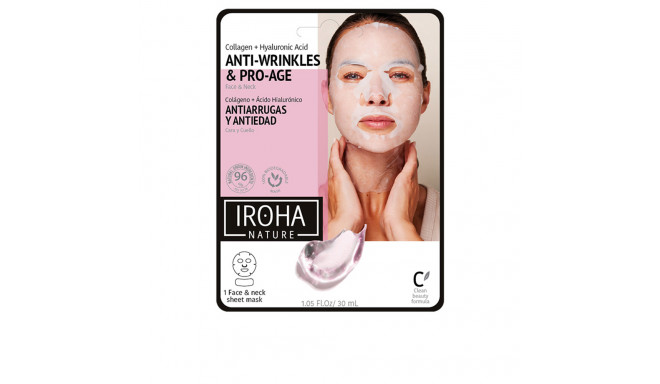 IROHA 100% COTTON FACE & NECK MASK collagen-antiage 1 u