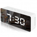 RoGer Mirror Digital Clock Electronic LED / Alarm Clock / Thermometer / White