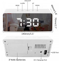 RoGer Mirror Digital Clock Electronic LED / Alarm Clock / Thermometer / White