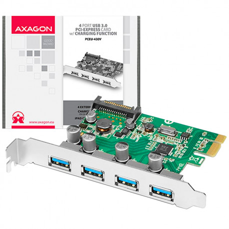 AXAGON PCEU-430V PCIe Adapter 4x USB3.0 UASP VIA