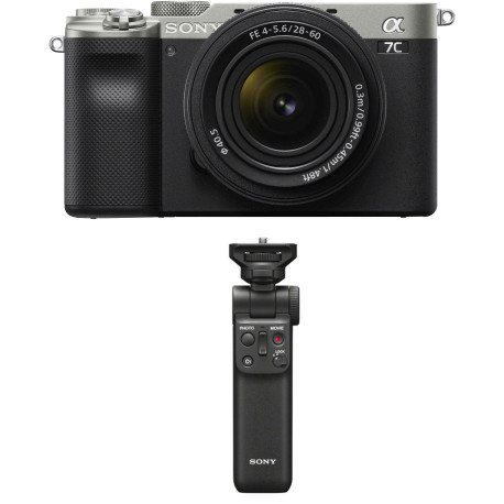 Sony a7C + 28-60mm Kit + Sony käepide-ministatiiv, hõbedane