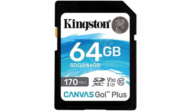 Kingston 64GB SDXC Canvas Go Plus 170R C10 UHS-I U3 V30