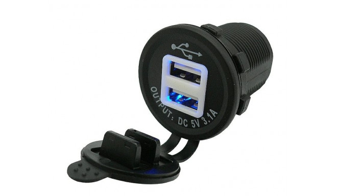 Duubel USB разъeм зарядное устройство 12/24V 3.1A синий LED