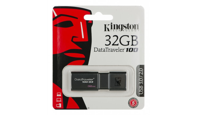 Kingston mälupulk 32GB DataTraveler 100 G3 USB 3.2, must