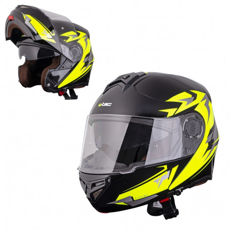 Flip-Up Motorcycle Helmet W-TEC Vexamo PR Black Graphic - M (57-58)