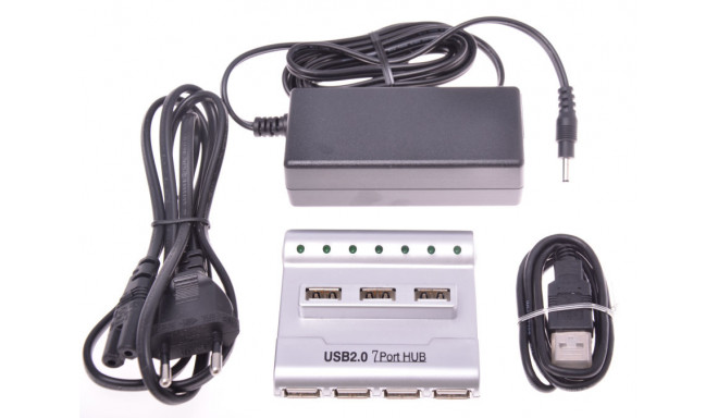 PremiumCord USB 2.0 HUB 7-port with power adapter