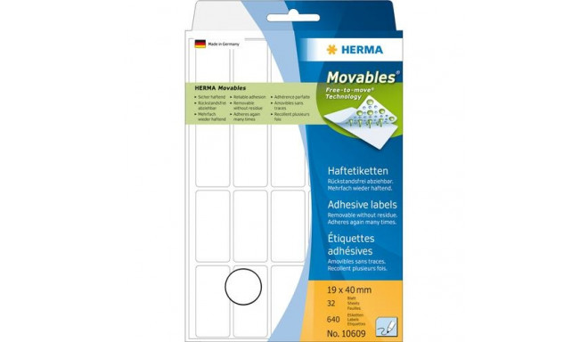 HERMA Multi-purpose labels 19x40 mm white Movables/removable paper matt 640 pcs