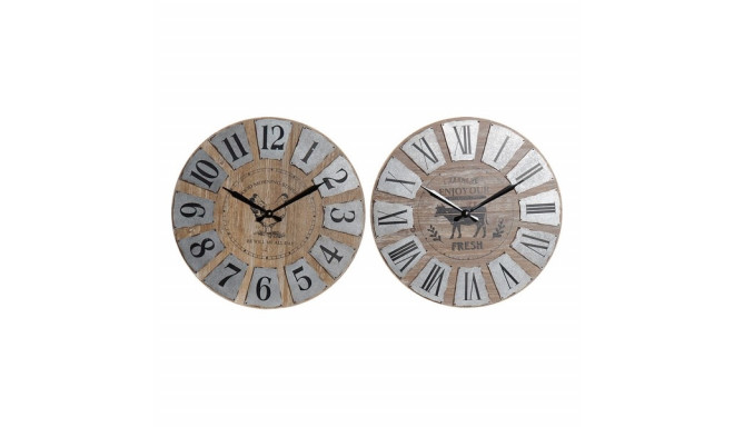 Настенное часы DKD Home Decor Металл Деревянный MDF (2 pcs) (60 x 7 x 60 cm)