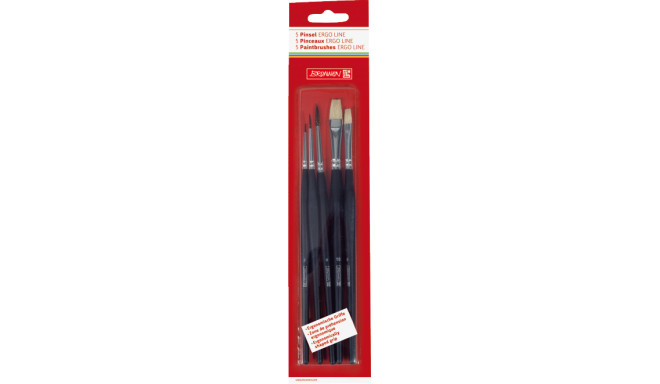 Pintslite komplekt Ergoline 5tk (ümar 2,4 ja 6, lapik 6 ja 10), Brunnen