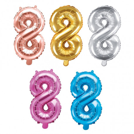 PartyDeco fooliumist õhupall, 35 cm, number 8