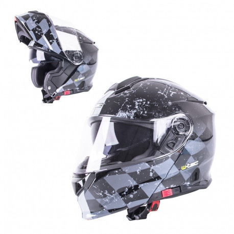 Flip-Up Motorcycle Helmet W-TEC V271 Black-Yellow XL (61-62)