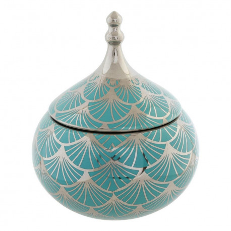 DKD Home Decor jewelry box Porcelain 14x14x17cm, turquoise