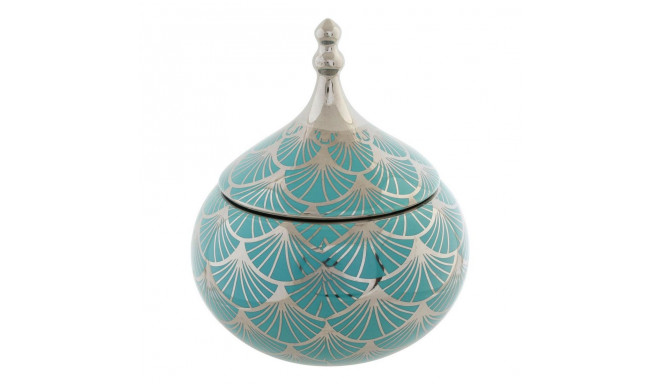 Lādīte DKD Home Decor Porcelāns Tirkīzs 14 x 14 x 17 cm