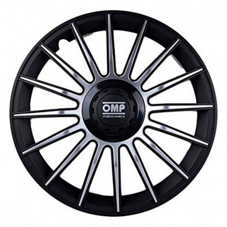 Hubcap OMP OMP1310 Black Silver 13" (4 uds)