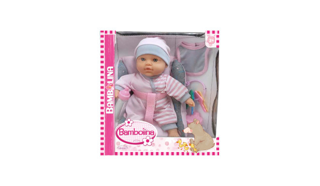 BAMBOLINA 26cm soft doll with soft car seat and accessories, BD1881