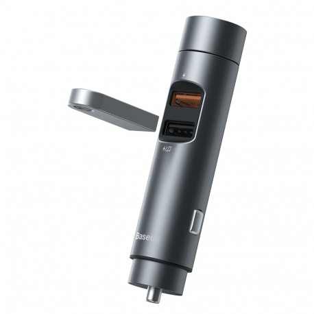 Baseus Bluetooth 5.0 FM Transmiter car charger 2x USB 3 A 18 W PPS Quick Charge 3.0 AFC FCP grey (CC