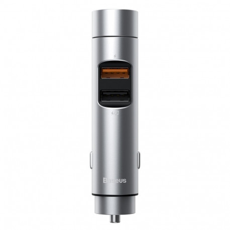 Baseus Bluetooth 5.0 FM Transmiter car charger 2x USB 3 A 18 W PPS Quick Charge 3.0 AFC FCP silver (