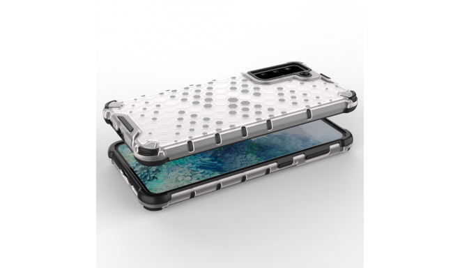 Honeycomb Case armor cover with TPU Bumper for Samsung Galaxy S21+ 5G (S21 Plus 5G) transparent
