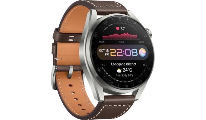 Huawei Watch 3 Pro Classic, silver/brown leather