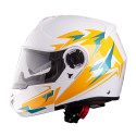 Flip-Up Motorcycle Helmet W-TEC Vexamo PI Graphic w/ Pinlock - White Graphic XL (61-62)