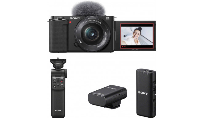 Sony ZV-E10 + 16-50mm + ручка + беспроводной микрофон
