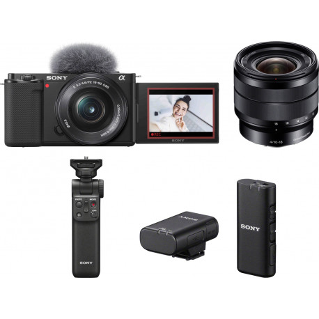 Sony ZV-E10 + 16-50mm + 10-18mm + käepide + juhtmevaba mikrofon