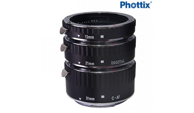 Phottix 3 Ring Auto-Focus AF Macro Extension Tube Canon Cameras (Metal
