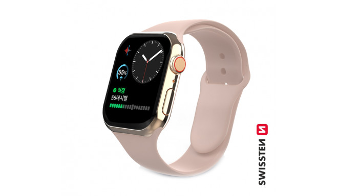 Swissten Cиликоновый Pемешок для Apple Watch 1/2/3/4/5/6 / SE / 42 мм / 44 мм / розовый
