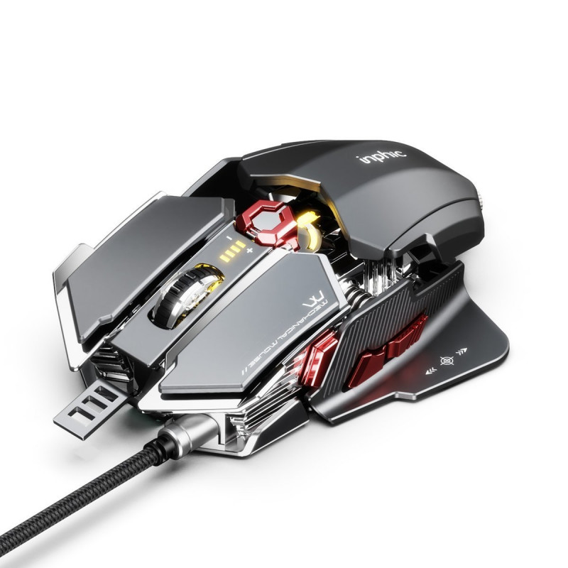 Inphic PG6 Gaming Mouse 500-7200 DPI Silver/Red - Mice - Photopoint
