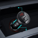 Baseus Digital Display Dual USB 4.8A Car Charger 24W + 3in1 USB - UBS Type C / micro USB / Lightning