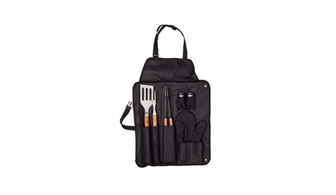 Apron with Barbecue Utensils 143382 (7 pcs) (Black)