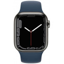 Apple Watch 7 GPS + Cellular 41mm Stainless Steel Sport Band, graphite/abyss blue (MKJ13EL/A)