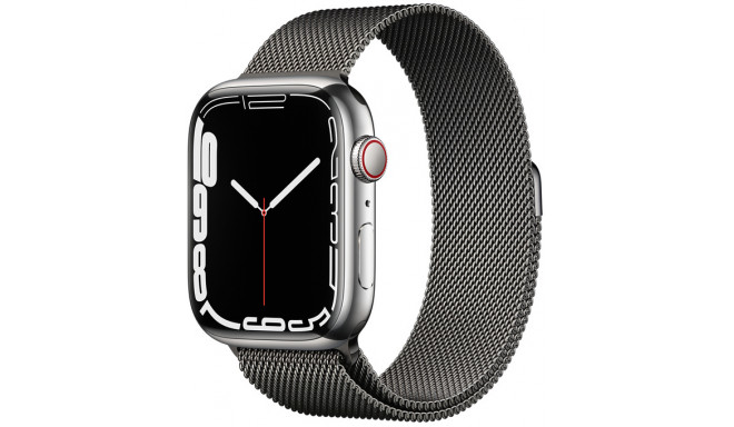 Apple Watch 7 GPS + Cellular 45mm Stainless Steel Milanese Loop, silver (MKJW3EL/A)