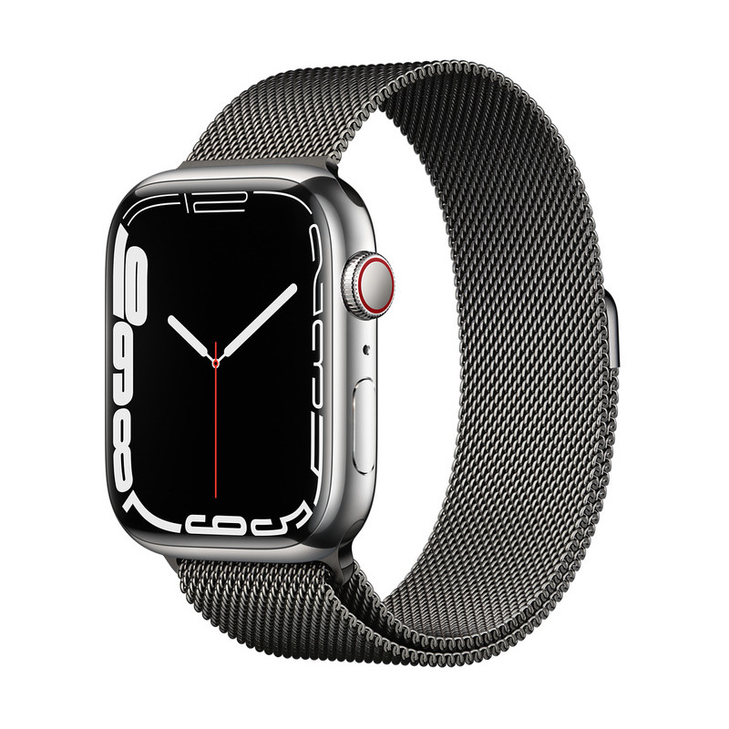 Apple Watch 7 GPS + Cellular 45mm Stainless Steel Milanese Loop, silver (MKJW3EL/A)