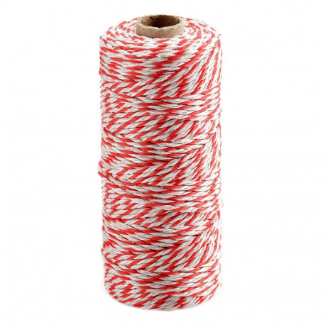 Sünteetilisest puuvillast pakkenöör, 90 m, valge/punane