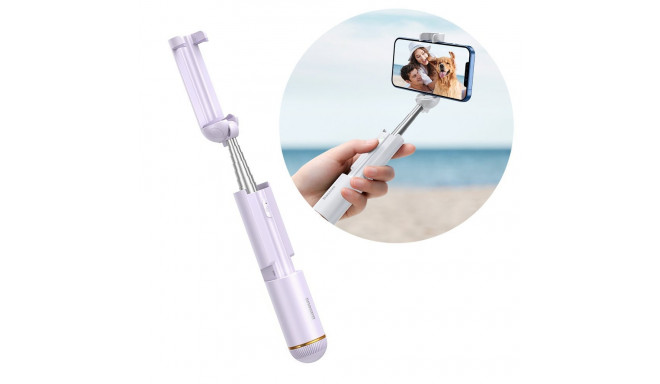 Baseus mini selfie tyč teleskopická výsuvná selfie tyč s bluetooth dálkovým ovládáním fialová (SUDYZ