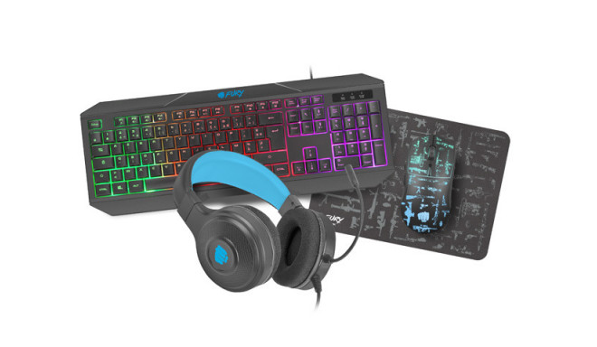 GAMING COMBO SET 4IN1 FURY THUNDERSTREAK 3.0 KEYBOARD + MOUSE + HEADPHONES + MOUSEPAD, FR LAYOUT