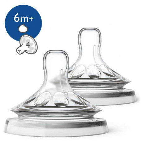 Philips Avent Barošanas pudeļu silikona knupīši Natural biezai barībai 6M +, (2 gab)