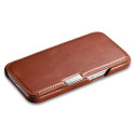 iCarer Metal Clip Vintage Folio Genuine Leather Bookcase type case for iPhone 13 brown (RIX1306-BN)