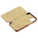 iCarer Metal Clip Vintage Folio Genuine Leather Bookcase type case for iPhone 13 brown (RIX1306-BN)
