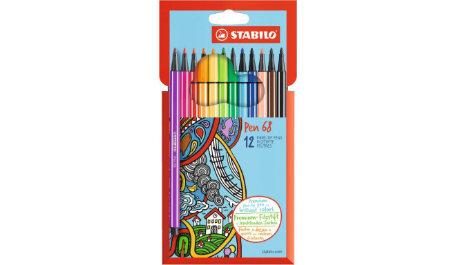 STABILO pildspalvas Pen 68, 12 krāsas