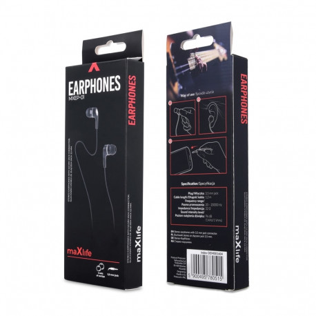 Maxlife wired earphones MXEP-01 jack 3,5mm black