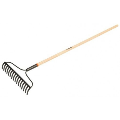 Truper bow rake with 16 steel tines and wooden shaft, 137cm