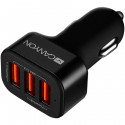 CANYON C-06 Universal 3xUSB car adapter, Input 12V-24V, Output 5V-3.1A, black rubber coating+black m