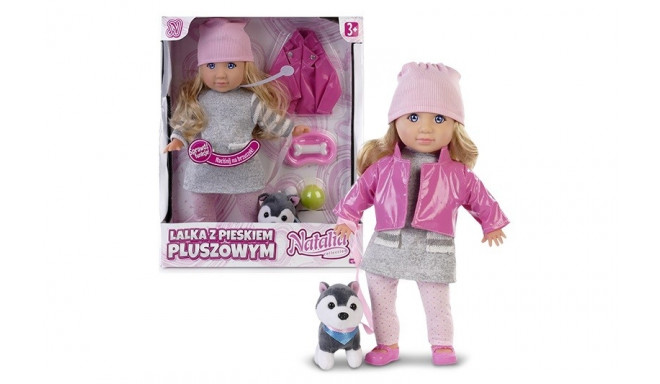 Natalia doll with a plush dog 35 cm