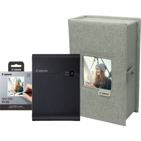 Canon photo printer + фотобумага Selphy Square QX10 Premium Kit, черный